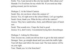 七年级英语情景对话练习（日常问候）
