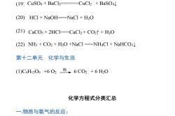 123个初中化学核心方程式！全是重点
